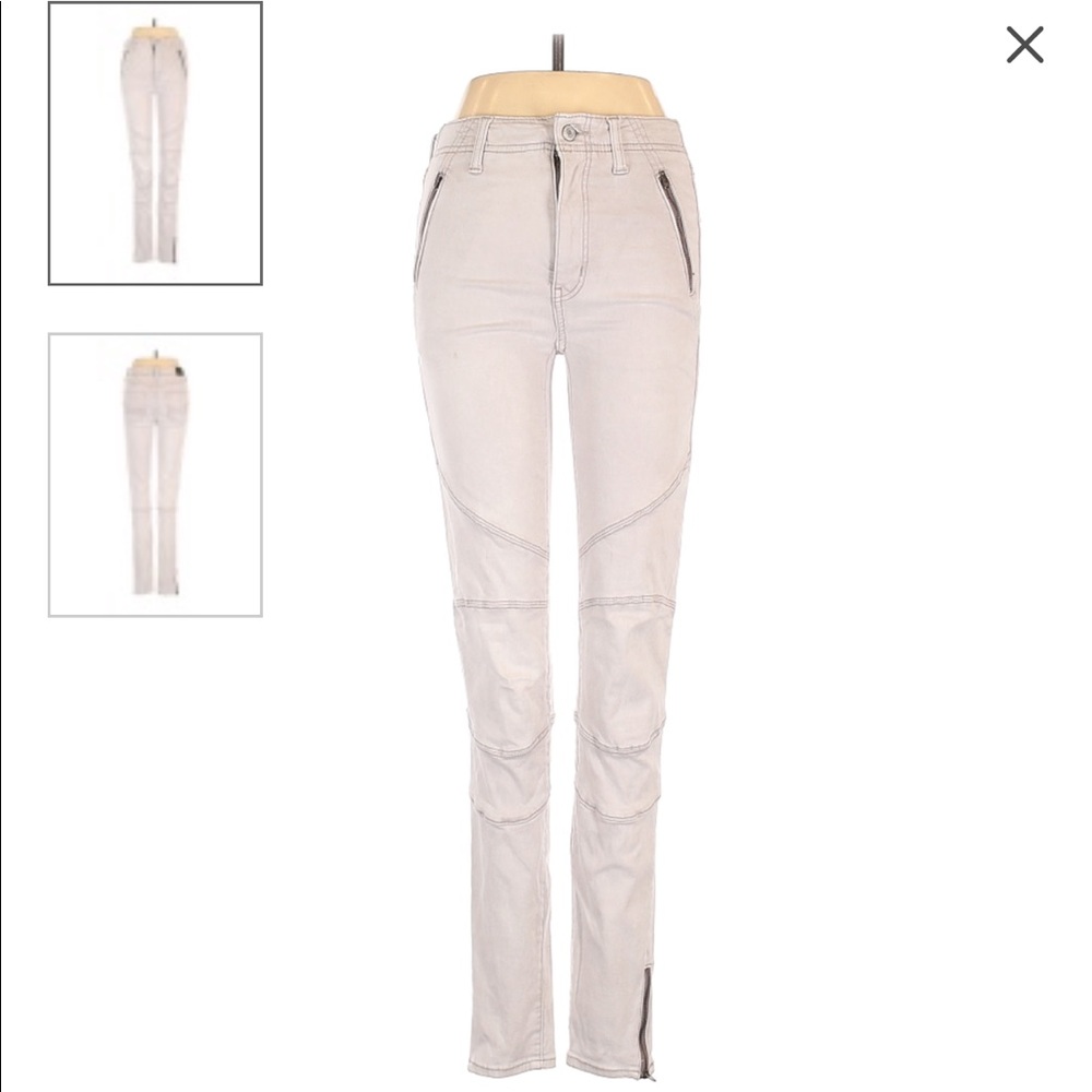 AEO Soft zipper pocket jeans ivory off white